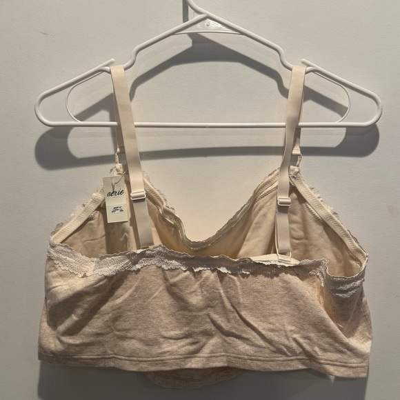 NWT AERIE Beige Lace Trim Crop Tank Top - Picture 5 of 5